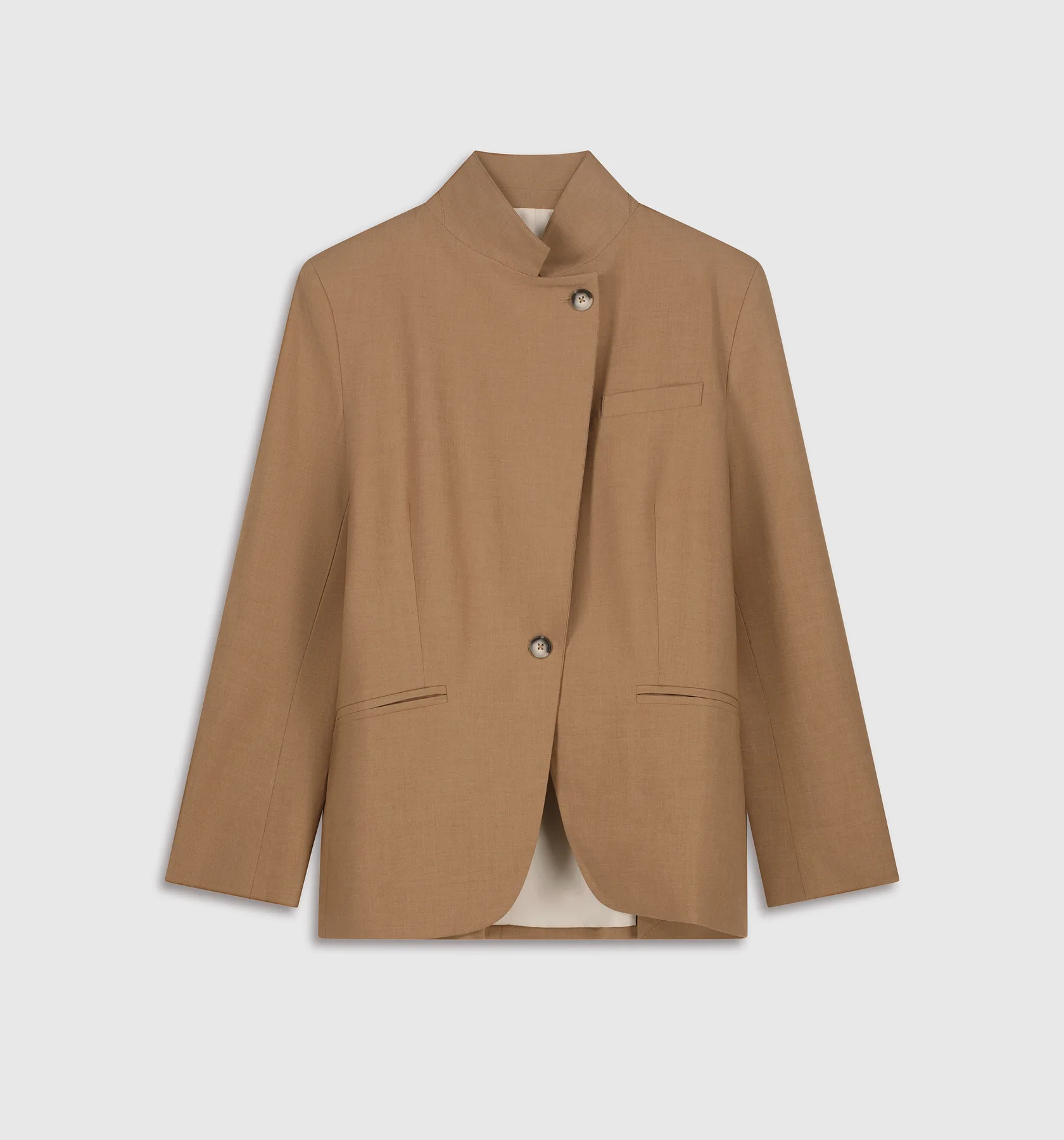 Packshot piqué : veste blazer camel