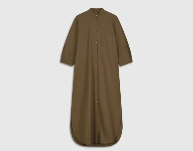Packshot piqué : robe chemise kaki
